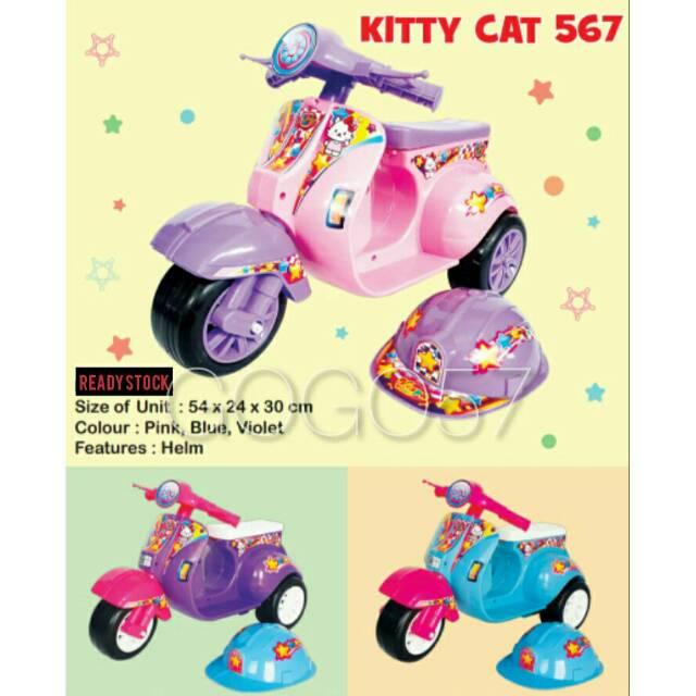 SG TOYS KITTY CAT 567 Mainan Anak Perempuan Motor Vespa Cilik / Vespa Dorong Mini Roda 3 Tiga 1