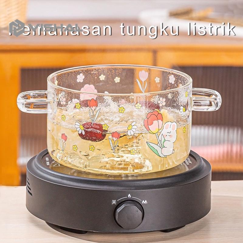 VISHAL Panci Kaca Tahan Panas Borosilicate / Soup Pot Kaca Bermotif VS-337 6