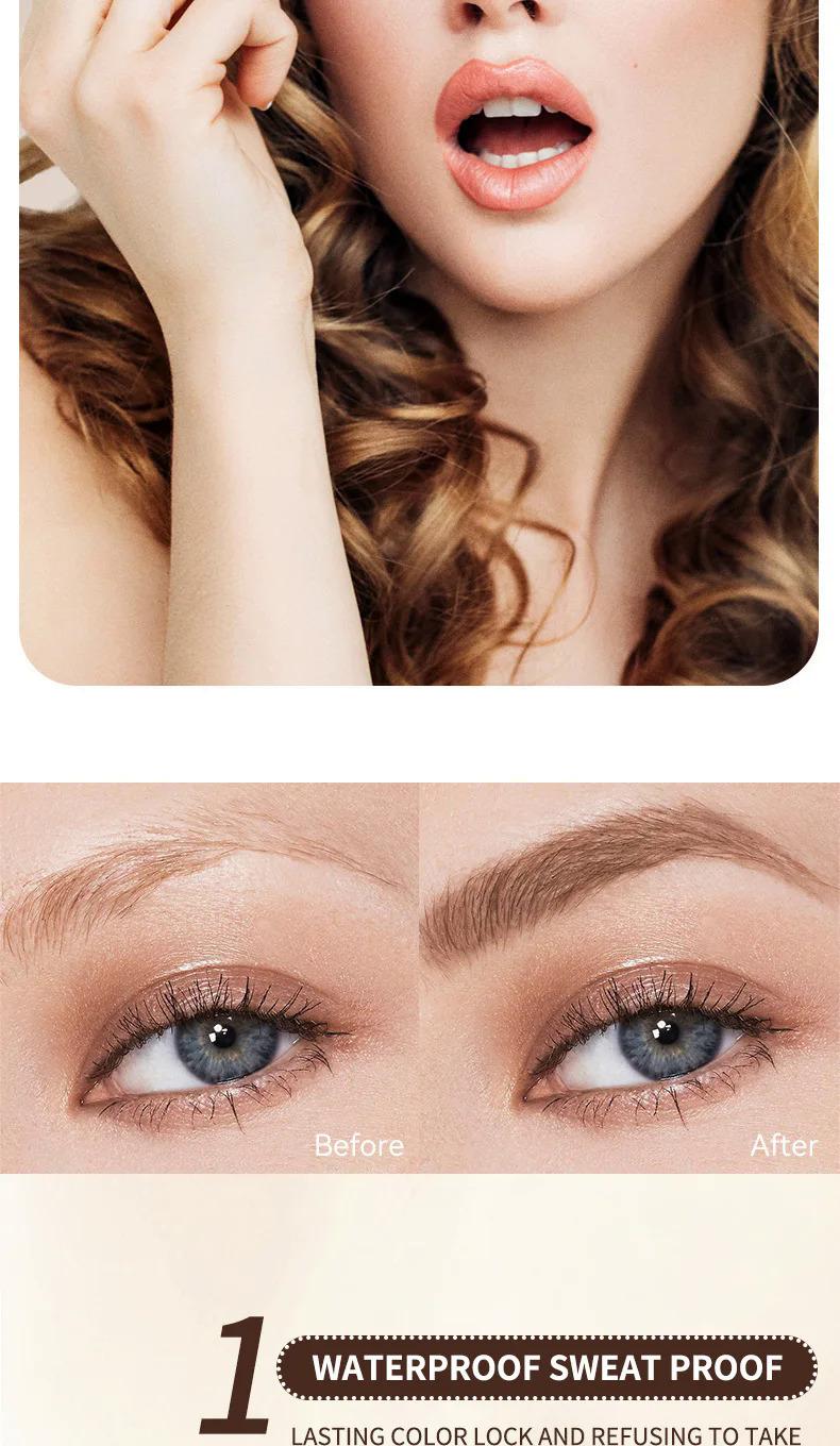 Product Introduction of Double-Headed Dyed Eyebrow Long-Lasting Setting Liquid Not Smudge Waterproof and Sweat-Proof Eyebrow Cream Makeup Cosmetic 4