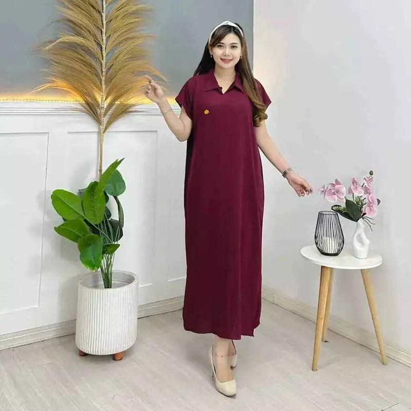Daster aletha Model kekinian kerah kemeja bahan cinkle airflow LD120 cm PB120 cm 0