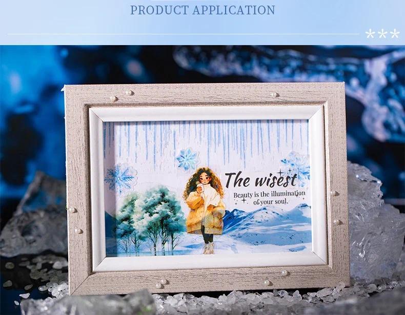 Product Introduction of JIANWU 40mm*200cm Ice Wonderland Series Vintage Winter Snow Material Collage Landscaping PET Tape Creative Journal Stationery 9