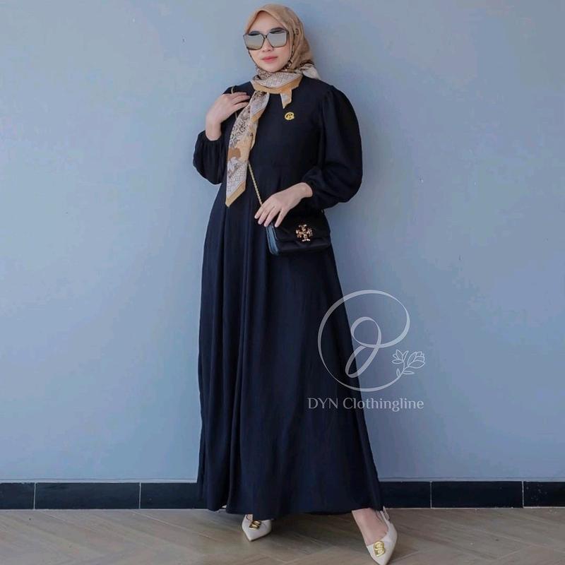 dress karin//gamis kringkel Polos Navy 5
