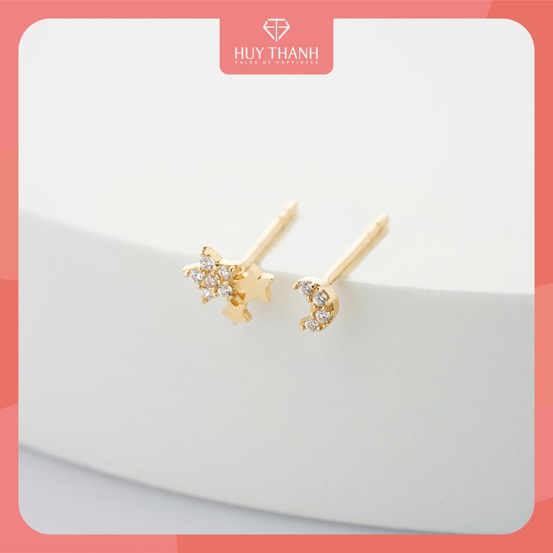 HuyThanhJewelry BTAM66 Bông Tai Nữ Vàng Tây 10k Chốt Silicon Thiết Kế Nhỏ Xinh