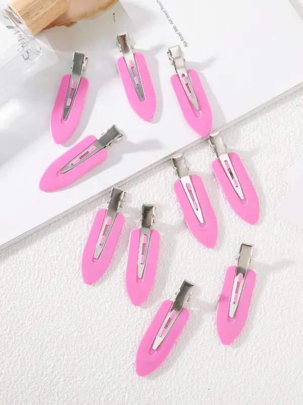 Casual Trendy No Crease Hair Clips for Women, 10pcs/set Simple Style Plain Color Snap Hair Clips, Fashionable Hair Accessories for Girls for Daily Use, Shower, Makeup, Skincare, Hairstyle Accessory 5