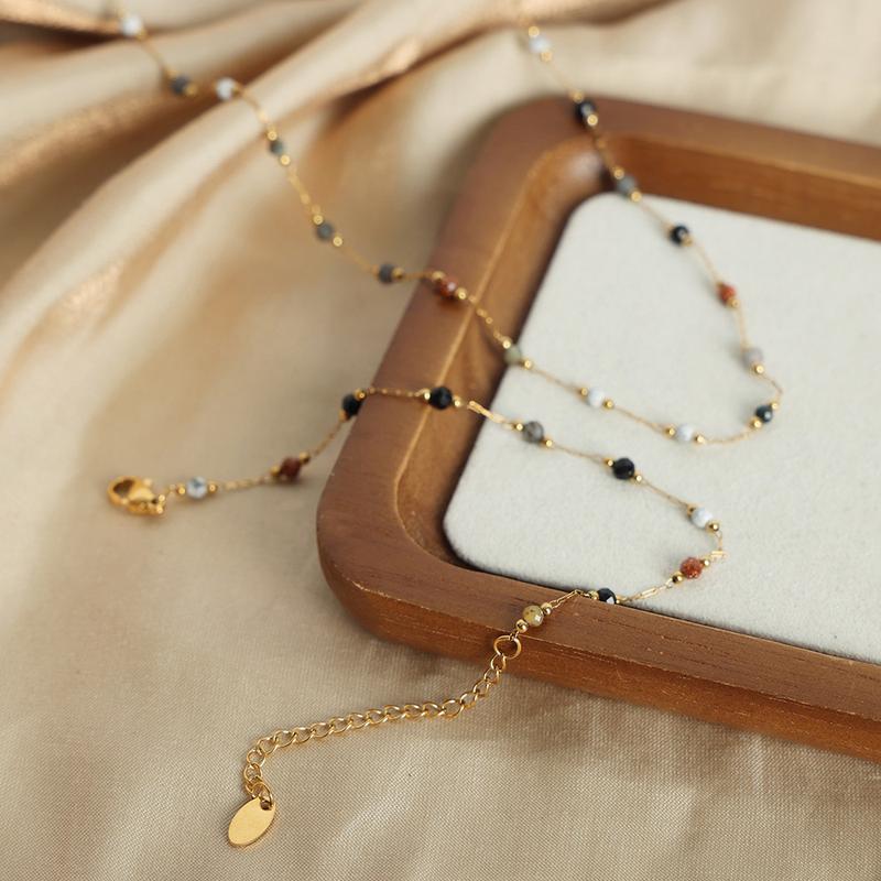 New Fashion Niche Design Personality Simple Natural Handmade Beaded Necklace Bracelet Set Jewelry for Women 2