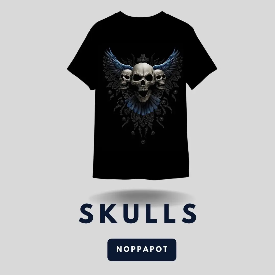 Noppapot เสื้อยืดวินเทจ ลายหัวหัวกะโหลก เนื้อผ้าCotton 100% VT06 Man ผู้ชาย