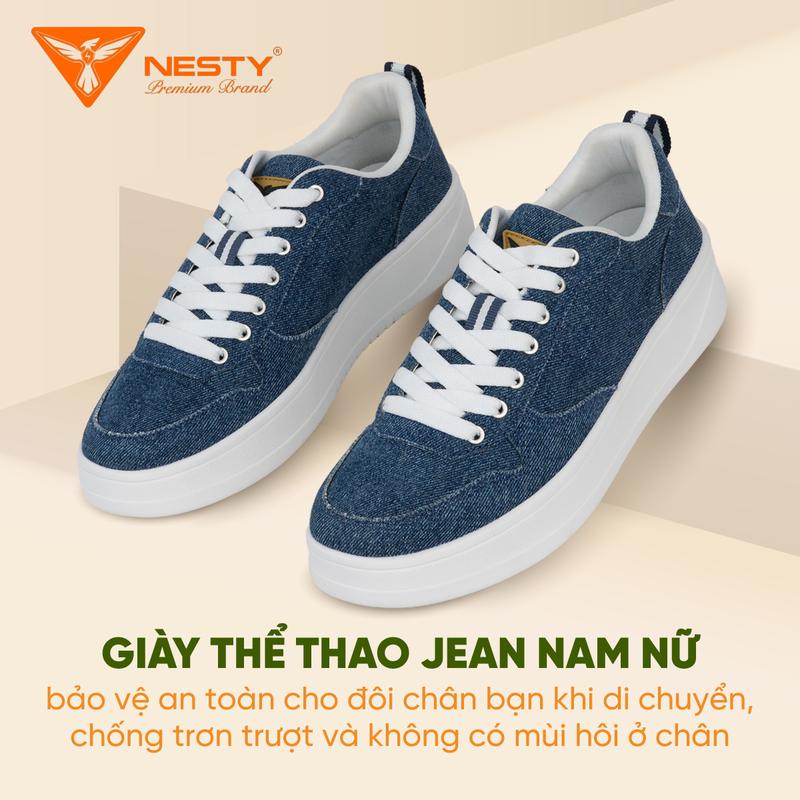 Giày Sneaker Nữ Trắng Đen Kem JEAN NESTY Chất Liệu Cao Su Tổng Hợp Siêu Nhẹ NT-8004 5
