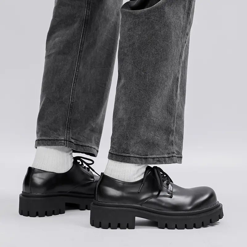 Giày Chunky Derby nam HOMME, Giày da 9517-R mũi tròn đế đúc cao 5cm 6