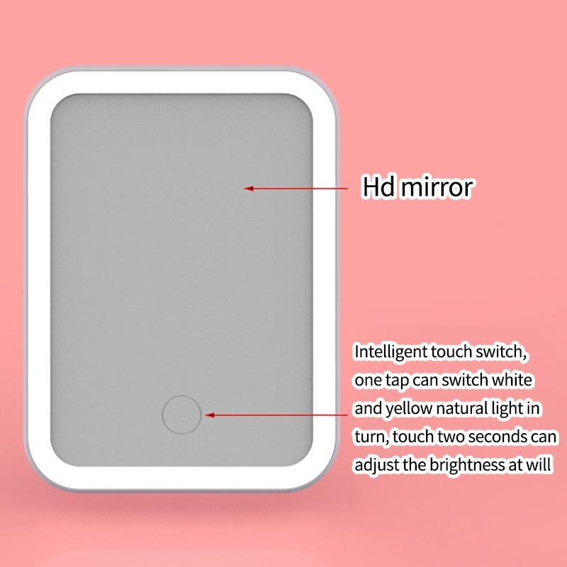Product Introduction of USB Rechargeable LED Makeup Mirror with Touch Switch and 3 Color Light, Desktop Square LED Mirror for Bedroom & Vanity, Daily Cosmetic Tool, Summer Makeup 14