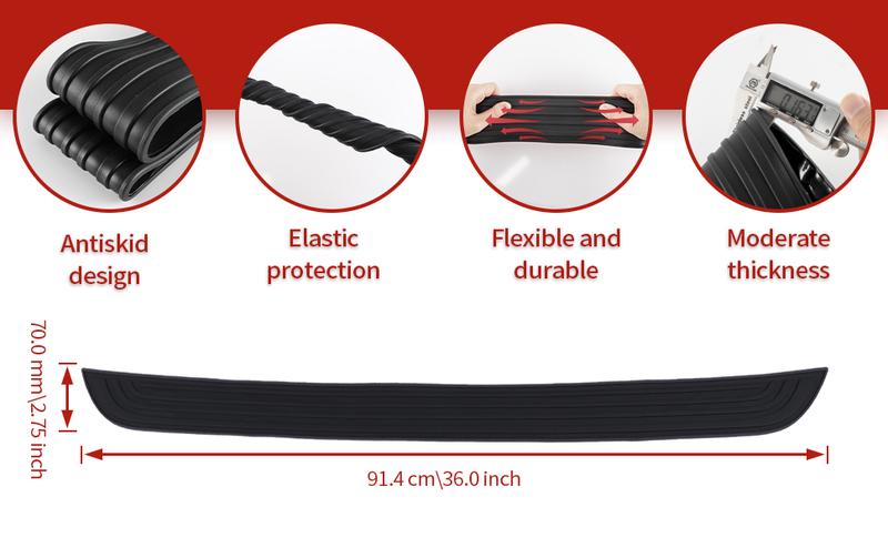 Product Introduction of SINGARO Car Rear Bumper Protector, 41inch x3.5inch Car/SUV Universal Rubber Anti-Scratch Trunk Exterior Accessories（Black） 7