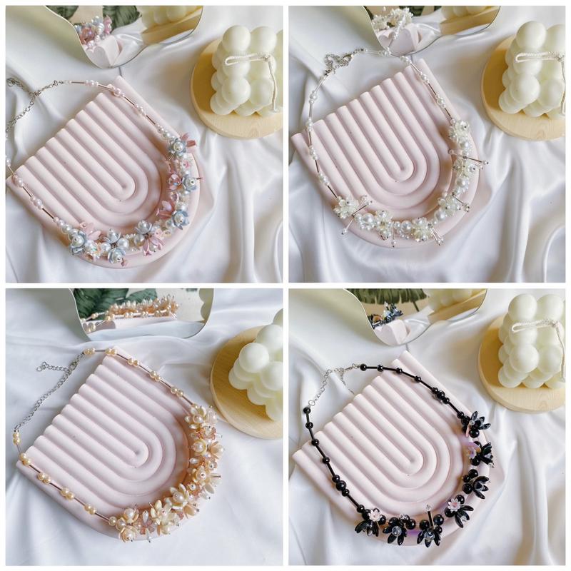 (BUY 1 GET 1 FREE ) Kalung Crystal Beads Choker Necklace Pearl Premium Sale 2