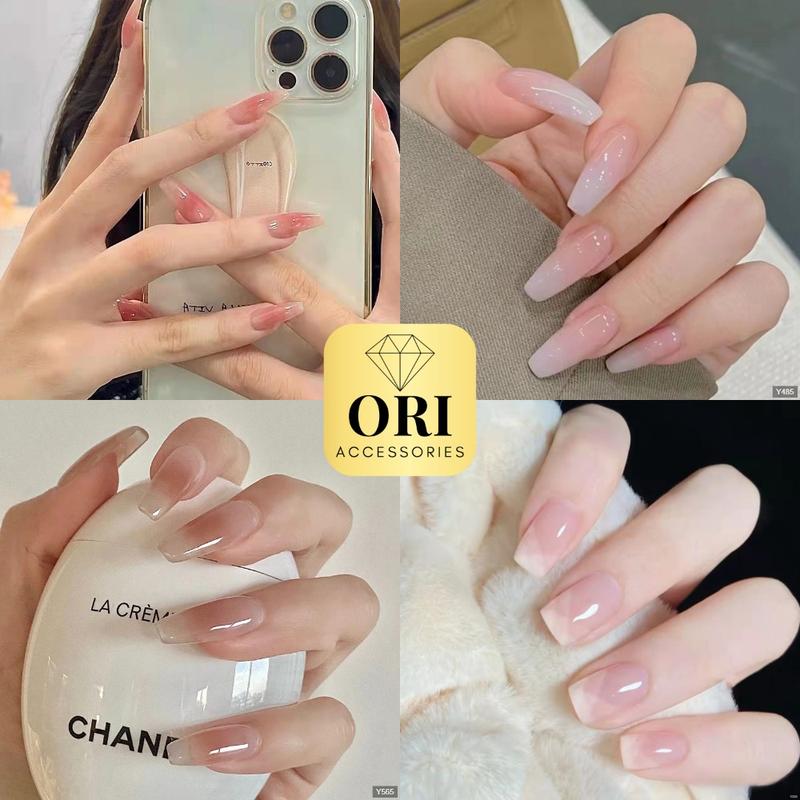 Móng Tay Giả Nail Box Đính Đá Đính Charm Kiểu Dài Màu Hồng Đen làm nail ORI ACCESSORIES ZX10