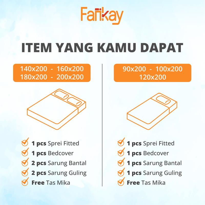 Bed Cover Set Sprei TwoTone Orange Dark Grey Ukuran 180x200/160x200/200x200 - Fankay 3