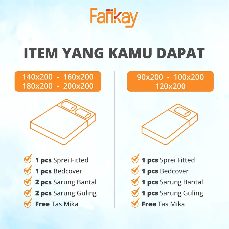 Bed Cover Set Sprei TwoTone Orange Dark Grey Ukuran 180x200/160x200/200x200 - Fankay 2