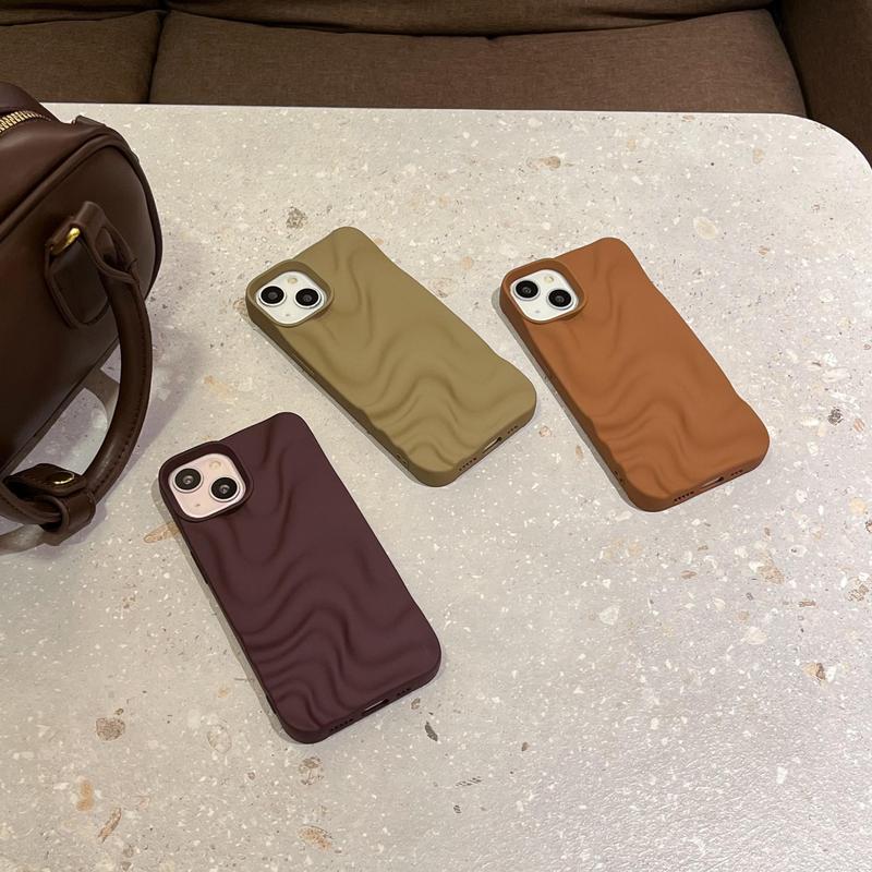Product Introduction of Wavy Pattern Phone Case, 1 Count Solid Color Matte Phone Protective Cover, Phone Accessories Compatible with iPhone, Casing 3
