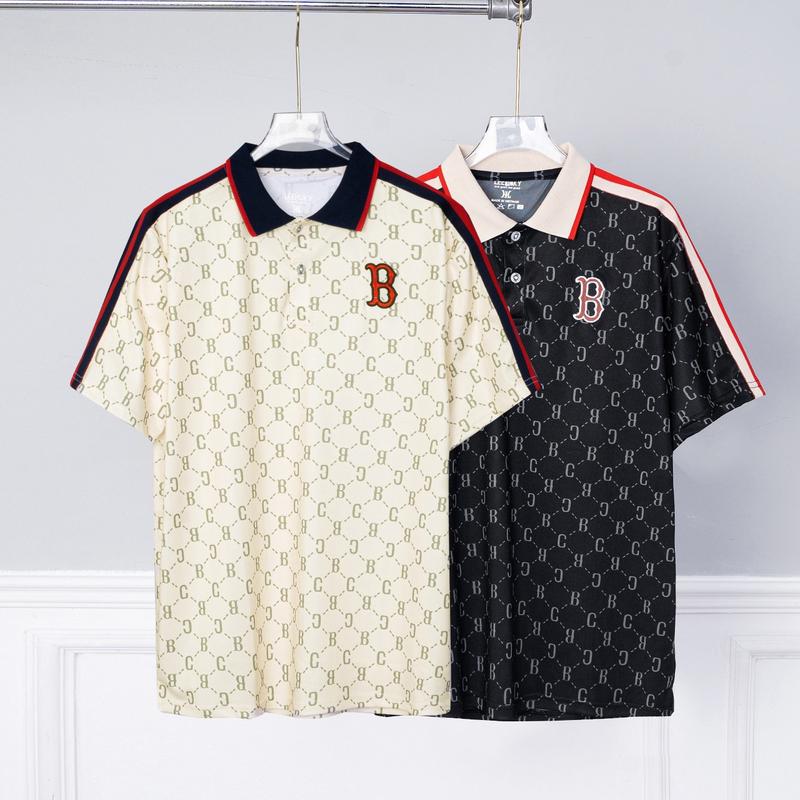 Áo Polo Nam in 3D , áo viền đỏ chữ B,  Chất Vải poly Cá Sấu co dãn 4 chiều; Có Cổ màu Kem đen, mặc hợp quần Jean, T Shirt