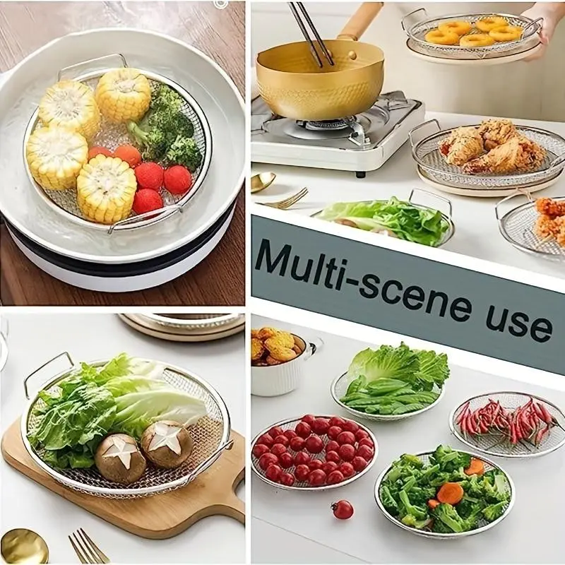 Stainless Steel Frying Oil Filter Tray, 1 Piece Fine Mesh Filter Basket with Handle for Frying Grilling Food, Kitchen Oil Filter Tray, Cooking Utensils, Durable Kitchen Accessories 5