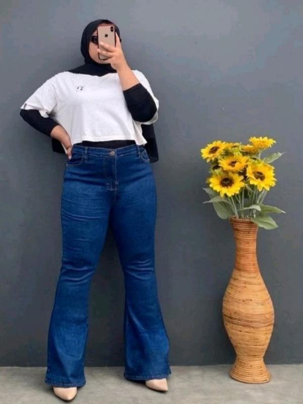 Celana cutbray wanita jumbo premium -Celana jeans cutbray jumbo-Highwaist cutbray jeans jumbo Polos. Panjang Stretch Cewek 3