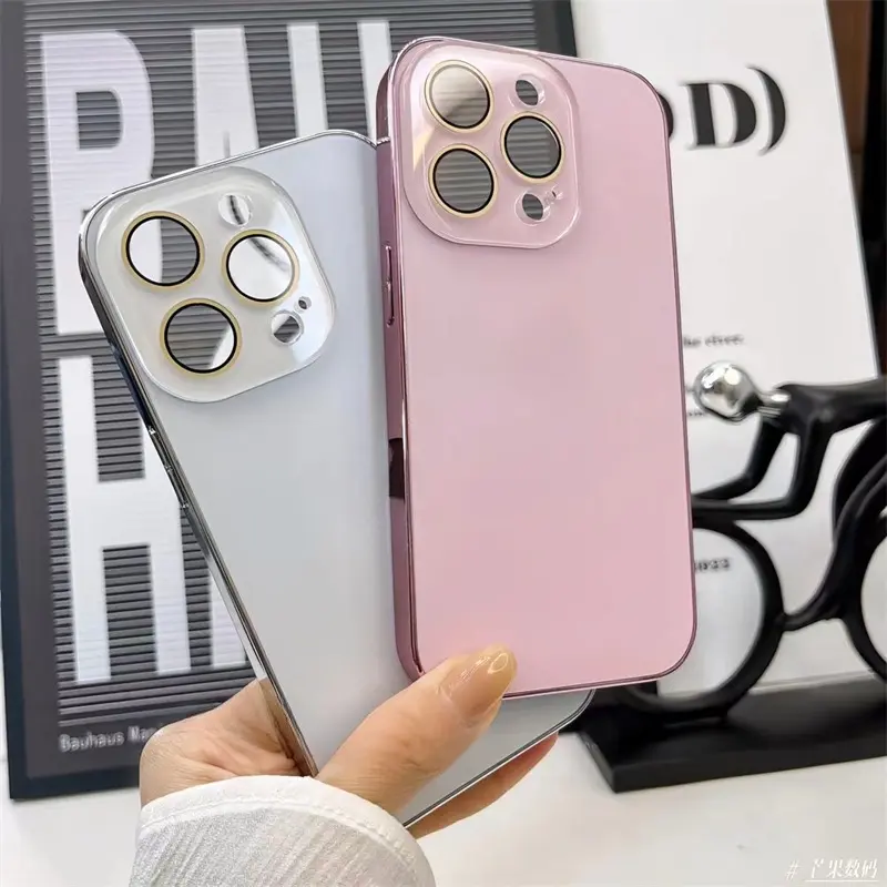 AG Glass Plated Acrylic Matte Camera Protection Phone Case iPhone 16 15 14 13 12 11 Pro Max Plus Phone Case Shock Resistant With Crystal Hard Case Full Cover