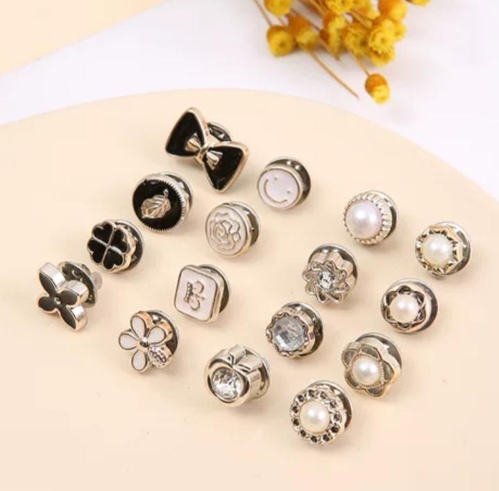 SIGVARDSTORE - Bros Pin Fashion Mini Baju 10Pcs Aksesoris wanita Hijab Jilbab Dagu Terbaru  BRS01 Bross Klip Manik Asesoris Clips