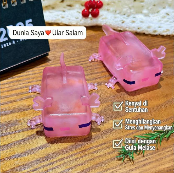 Mainan remas berbentuk salamander Amerika/mainan penghilang stres/hadiah mainan maltosa lembut dan kenyal