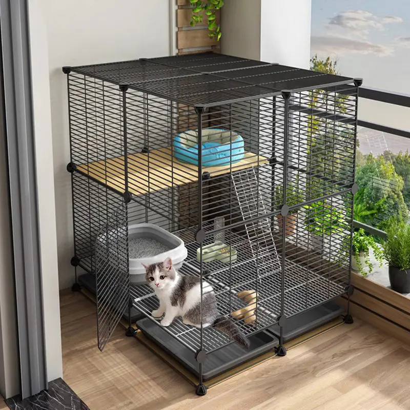 Hot Sale Cat Cage Home Indoor Villa Super Large Free Space Toilet Integrated Cat Kittens Raise Cattery Cat Nest Cat House