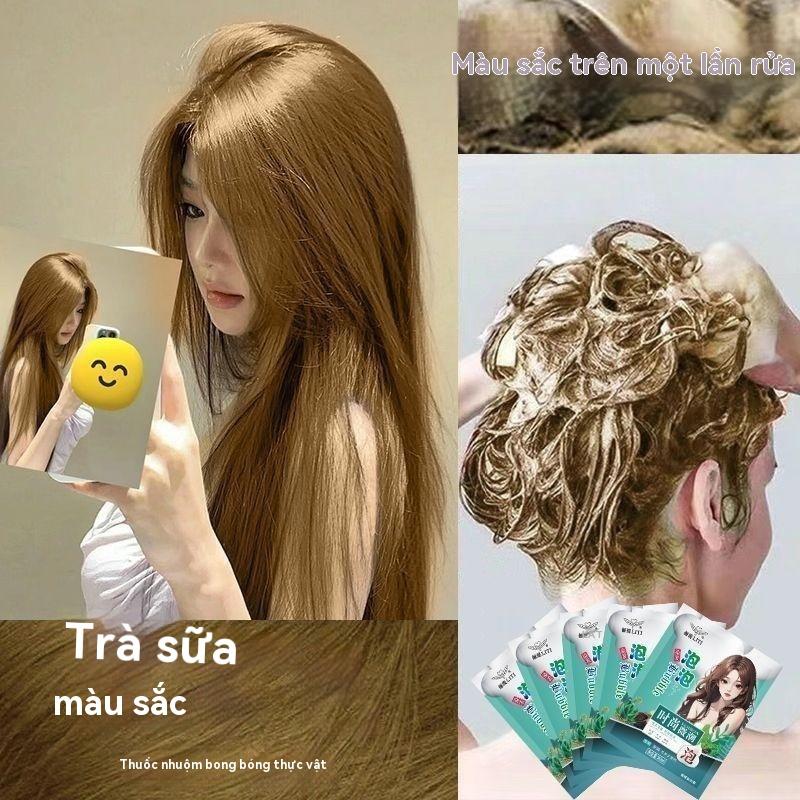 Thuốc Nhuộm Tóc Dạng Túi Màu Xám Nâu Hạt Dẻ Bong Bóng Bùng Nổ Thuốc Nhuộm Tại Nhà Cho Người Lười Không Chứa Clo Làm Trắng Thời Trang 2025