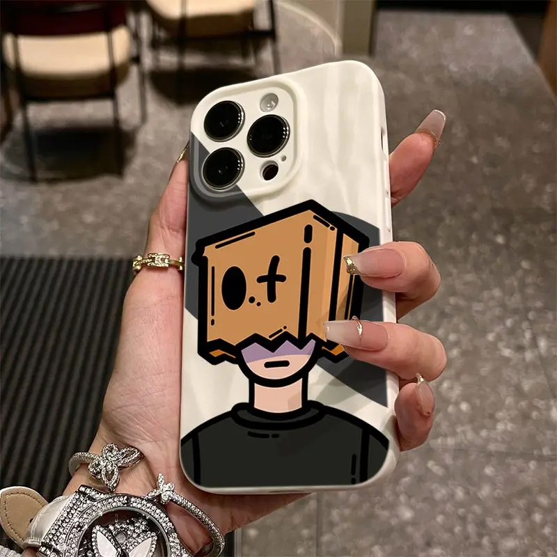 Social Fear Boy Suitable for Iphone15 Mobile Phone Shell for iPhone 14promax Pleated 13pro Creative 12 Drop-Resistant Ins