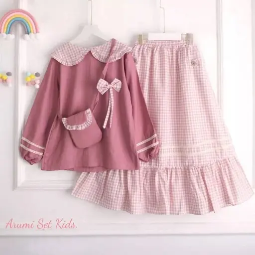 SETELAN BAJU DAN ROK ANAK GRATIS TAS CANTIK 3-12 TAHUN  TERBARU VIRAL Cantik Fashion 3