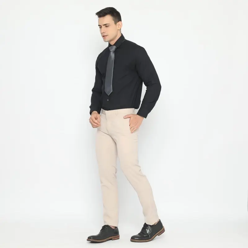 Code Male Celana Bahan Premium Cream Formal Straight Cut Slim Fit 2