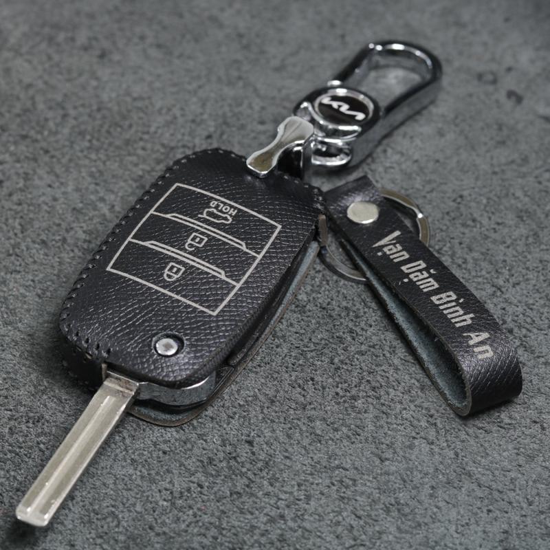 Bao da bọc ốp chìa khoá xe ô tô KIA Morning, Sonet, Soluto,Rio,Rondo 2 nút, 3 nút da bò thật Móc Khoá Móc Khóa Nội Thất
