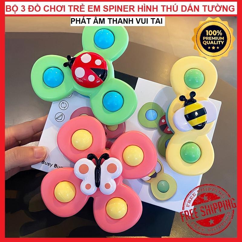 Set 3 con quay spinner con quay đồ chơi chong chóng dính tường âm thanh vui nhộn cho bé