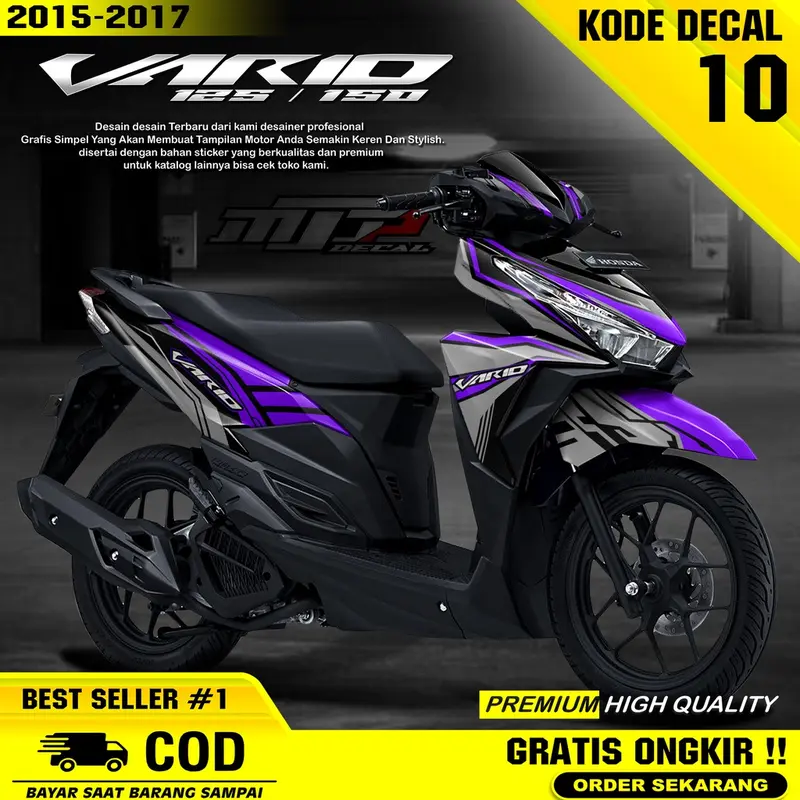 (BISA COD) Decal Sticker Vario led 125 150 full body - Dekal Stiker Striping lis Vario 2015/2016/2017 Desain Techno - Sudah Antigores dan Anti Luntur 8