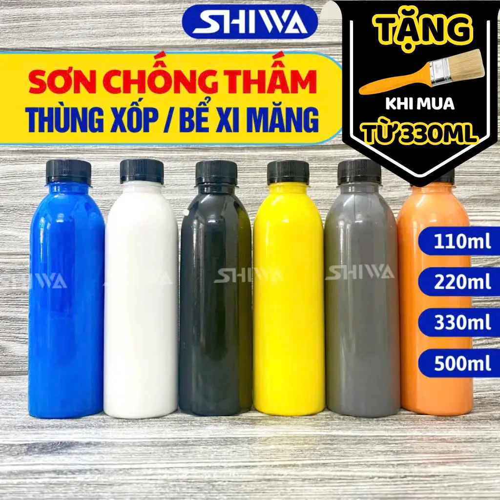 Sơn Chống Thấm Bể Cá Xi Măng - Chống Thấm Thùng Xốp Nuôi Cá Giá Rẻ, Trang Trí Bể Cá 110/220/330/5500ml Shiwa