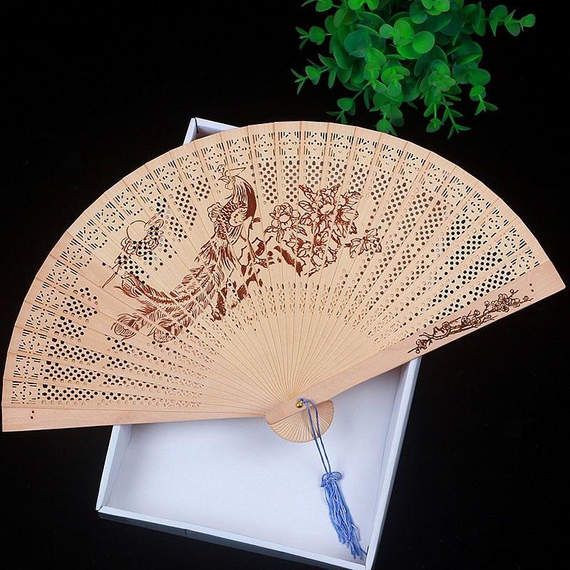 Quạt Gấp, Phong Cách Cổ Trang, Hai Mặt, Thủ Công Bằng Gỗ, Thiết Kế Phong Cách Trung Quốc Làm Bằng Gỗ Đàn Hương, Thích Hợp Cho Vũ Công Khiêu Vũ Cổ Điển, Cầm Tay 2