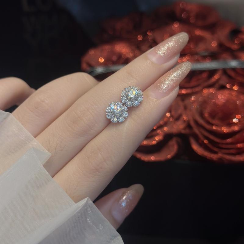 Phụ Kiện Bông Tai Bạc Nụ Hoa Cánh Tia Chủ M.o.i.s.s.a.n.i.t.e 4li5 Chui Vặn Xi Kim (BM12)