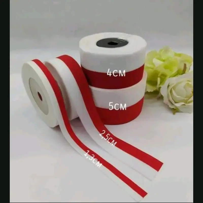 1 Roll Kain Satin Merah Putih/Pita Satin Merah Putih 0