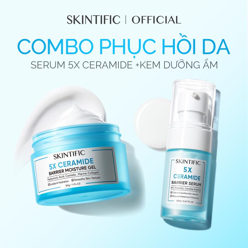  Combo kem dưỡng ẩm cho da khoẻ mạnh 5X Ceramide Gel dưỡng ẩm SKINTIFIC 30g+Serum phục hồi 5X Ceramide SKINTIFIC 20ml 