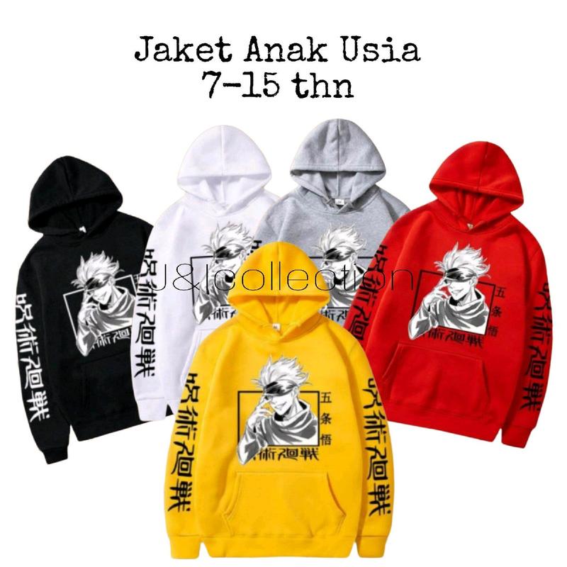 Jaket Hoodie Anak Anime Naruto/ Sweater Anak Tanggung Usia 7-15 Tahun/ Hoodie Anime JUJUTSU KISEN/ Sweater GOJO SATORU Keren/ Sweater Sablon DTF/ Fashion Atasan anak 0