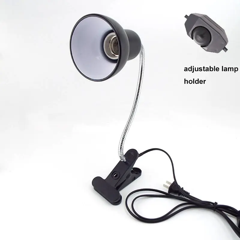 E27 Light Bulb Base Flexible Desk Lamp Holder Socket Desk Clip On-Off Adjustable Switch  SG2A