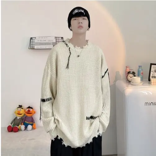 Áo sweater nam len đan thời trang unisex hàn quốc Áo len nam rách viền cá tính phong cách ulzzang đi chơi đi học học sinh, mặc nhóm 5
