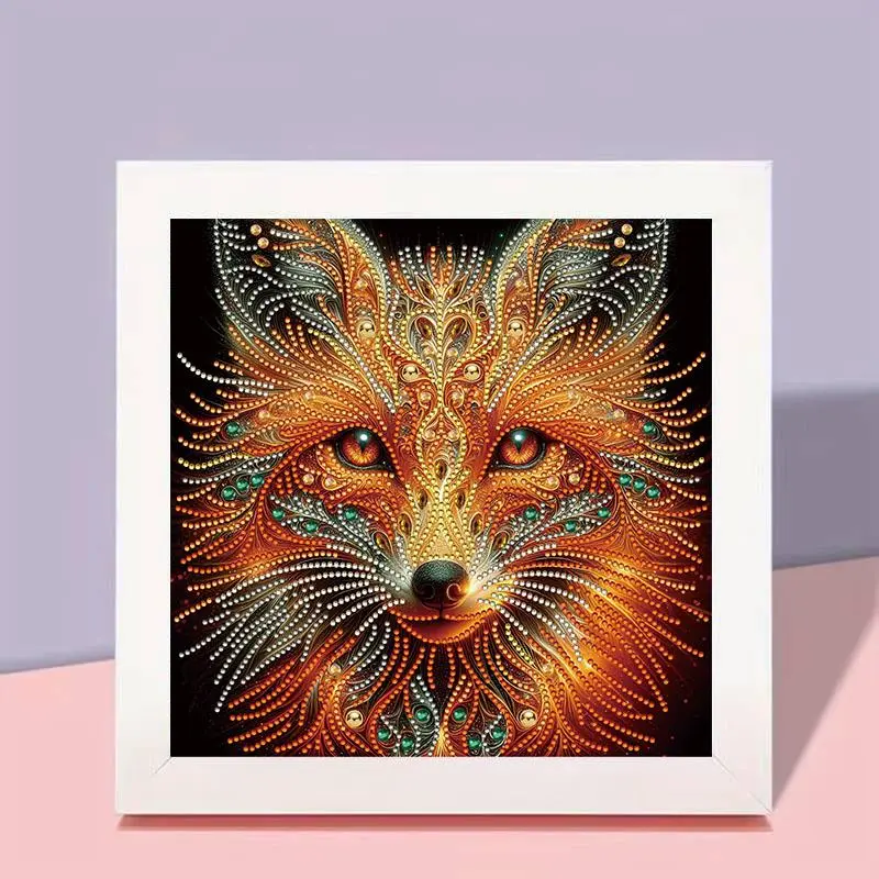 Fox Pattern DIY Diamond Arts Colorful Painting Kit without Frame, 5D Diamond Decor Painting by Numbers Kit, DIY Wall Art Decor 3