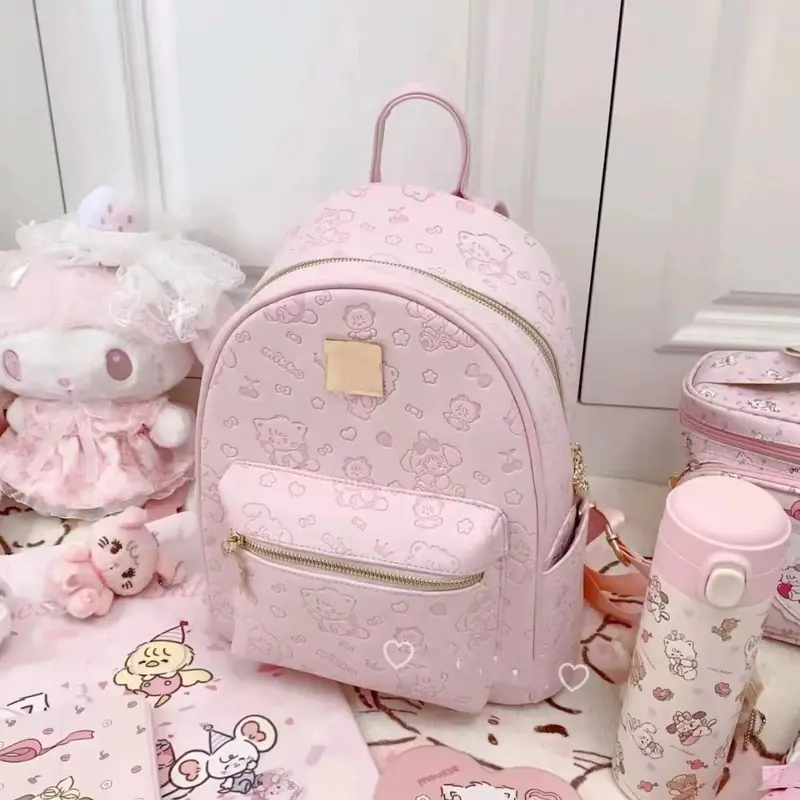 Túi Ba Lô Màu Hồng Mùa Hè, Thiết Kế Hình Mèo Kitty, Dành Cho Nữ, Hợp Xu hướng, Cao Cấp, Phong Cách Tong Qin, Cỡ Nhỏ Thích Hợp Đi Học, Hàng Mới Về Năm 2024 1