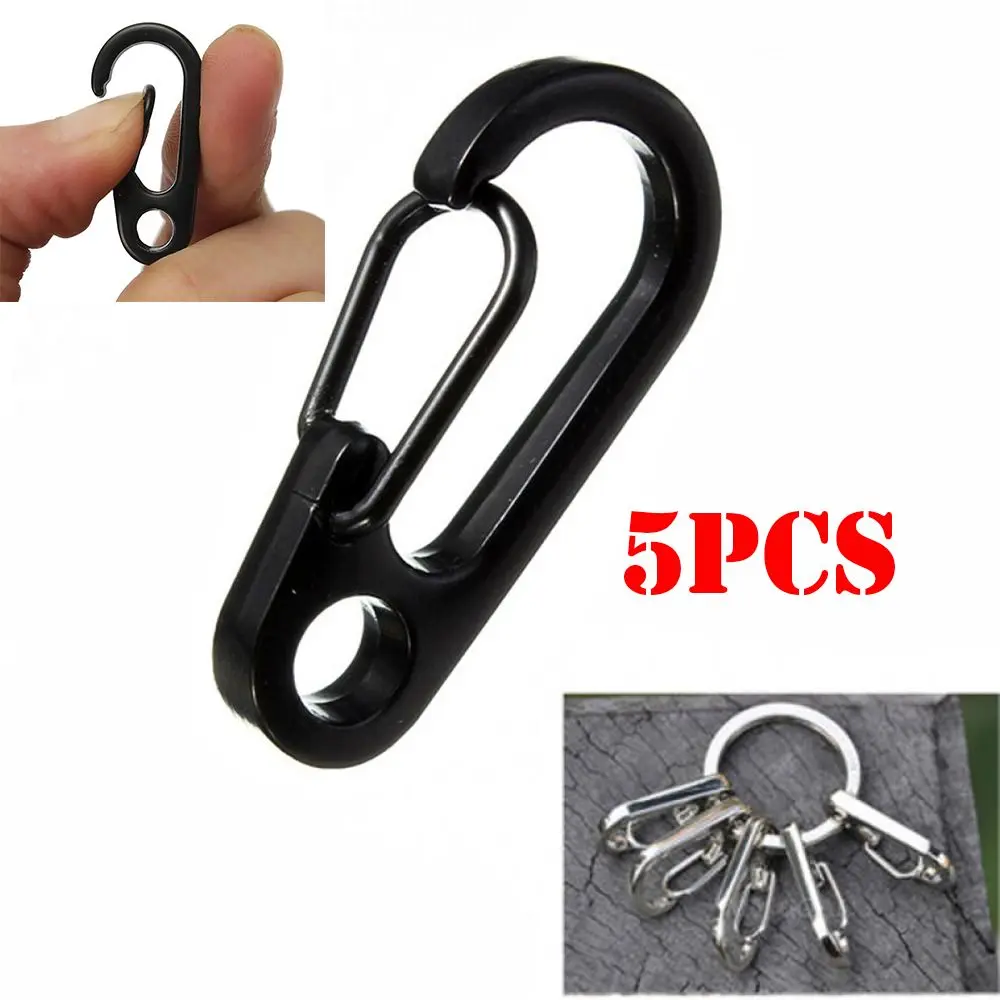 5pcs Outdoor Tool Clip Stainless Steel Carabiner Keyring Split Ring Spring Buckle