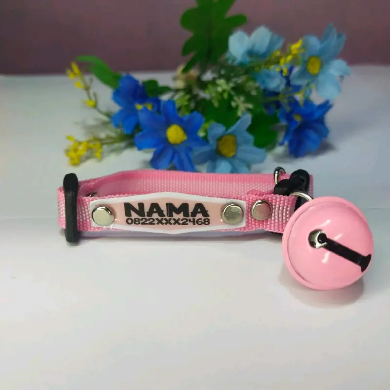 Kalung kucing custom nama, lonceng 22mm 7