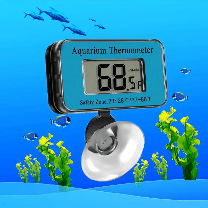 Diving thermometer, electronic digital display, for aquarium fish tank, suction cup, multi-function, waterproof, suitable for aquarium