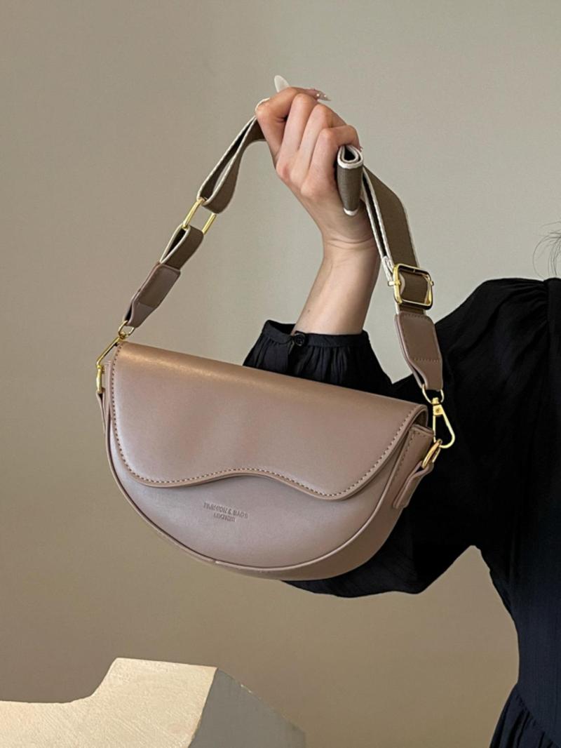 Product Introduction of Women's Fashion Solid Color Saddle Bag, Elegant PU Leather Back To School Crossbody Bag for Daily Use, Casual Trendy Versatile Commuting Bag for Women & Girls, Airport Outfits 2024 7