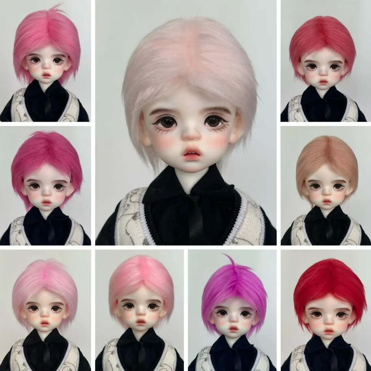 Tóc Giả Tóc Ngắn, Màu Hồng, Để Sử Dụng Cho Búp Bê BJD, Cosplay Và Đeo Hàng Ngày, Làm Bằng Len, Chiều Dài 2-3cm, Được Làm Bằng Chất Liệu Vải Lông Cừu