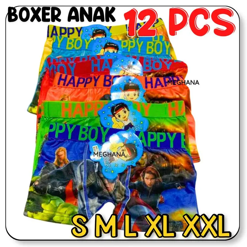 Selusin 12 Pcs Boxer anak Laki Laki Bayi Paud TK SD bergambar 1