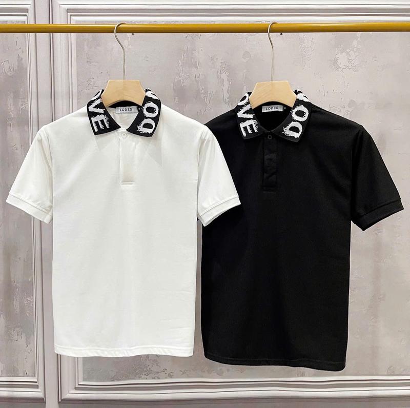 Áo Thun Polo Nam Phối Cổ Dệt Chữ Chất Vải Poli Mềm Mịn Thoáng Mát Hai Màu Đen Trắng Đẹp Menswear T-shirt [Beauty Store]